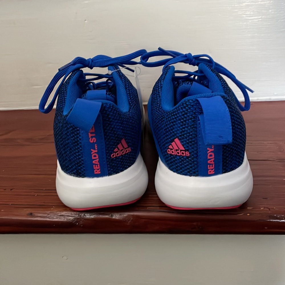 NWOB Girls blue and pink Adidas sneakers. Girls size 6 - Picture 3 of 7